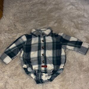 Wrangler Teal and White Plaid Baby Onesie